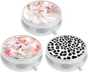 3 Pack Pille Box, Kleine Pille Fall für Geldbeutel & Tasche, niedliche Reise Medizin Organizer, Tragbare Medizin Containerhalter, Vitamine, Medikamente, Fischöl & Beilage, Rosa Blumen Leopard