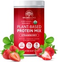 Erdbeere - Pflanzenbasiertes Protein-Pulver, Protein-Mix, Protein-Pulver mit Vitaminen & Minerals, 20g Protein, & Complete Amino Acid Profile, Vegan Protein Powder