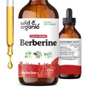 Wild & Organic Berberine Tropfen 500mg - Flüssige Berberine Ergänzung HCL für Gesamtunterstützung - Reine Extrakt-Tinktur - Vegan, Alkohol & Zuckerfrei - 4 fl Unze