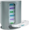 MEDca Weekly Pill Organizer, 1 Dispenser, 7 Stapelbare Compartments Four Times-a-Day - Morgen, Mittag, Abend, und Bedtime, Grau