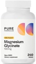 PureFormulas Magnesium Glycinate 100 mg Tägliche Unterstützung für Stress, Nerves, Schlaf, Muskeln, Metabolismus Pure Magnesium Glycinate Supplement für Frauen und Männer Magnesio Non-GMO 240 Tabletten