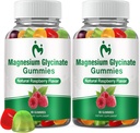 2 Packs Magnesium Glycinate Gummi für Erwachsene & Kinder, Kaubares Magnesium Clycinate 400mg, ruhige Magnesiumgummis für Schlaf