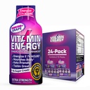 Vitamin Energy Immune+ Extra Strength Energy Shot Grape 24 Pack, 260mg Natürliche Koffein, B-Vitamine, Citicoline, Grüner Tee, Immunität und Fokus-Unterstützung, Zero Sugar, Glutenfreie 1.93 fl oz