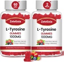 L Tyrosine Gummies 1000mg, L-Theanine Supplement Gummy 200mg, Sugar Free L-Tyrosine mit Vitamin B6 Energy Supplements für Erwachsene & Kinder - Unterstützung Mood Focus Gummies,Brain Memory,120 Count