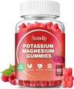 Kalium-Magnesium-Gummi-Ergänzungen hohe Absorption Kalium-Zitrat-Magnesium-Zitrat, Unterstützung Leg Kramps Muskel-Entspannung für Männer und Frauen 60 Gummie, Himbeer