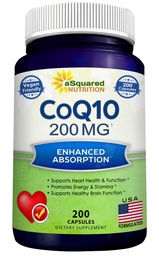 aSquared Nutrition CoQ10 (200 Kapseln und 200mg) - Hohe Absorption Vegan CO Q-10 Pulver - Enzyme Ubichinon Ergänzung Pillen, extra Antioxidans Coenzym Q10 Vitamin, Coq 10 Alernative zu Softgelen