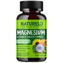 NATURELO Magnesium Glycinate Chelate Complex - 200 mg Magnesium mit Bio-Gemüse zur Unterstützung von Schlaf, Beruhigung, Muskelkrampf & Stress Relief - Glutenfrei, Non GMO - 240 Kapseln