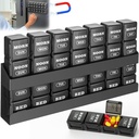 Pill Organizer 4-Zeiten pro Tag: Wöchentliche Pille Box 7 Tag mit Magnetregal - Große Komponenten Pille Fall - abnehmbare Medikamente Organizer Spender für Fischöle Vitamin Holder Supplement (Schwarz)