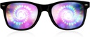 GloFX Black Frame Spiral Diffraction Glasses – Laser Etched for Hypnotic Spiral Light Effects, Flessibile e Durevole per Raves & Festival