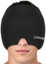 ZNÖCUETÖD Migraine Kopfschmerz Relief Cap Hat Voller Kopf Ice Pack Wrap Cooling Gel Ice Beanie Hot/Cold Compression Cap für Sinus, Stress, Hangover Kopfschmerz Schmerzen Relief - Wiederverwendbare Männer Frauen, Schwarz, Größe M