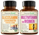 Glucosamin Chondroitin Turmeric + Multivitamin für Damen 2-Bottle Supplement Bundle für sie. Gesunde Immunantwort, Gelenkunterstützung, Antioxidantien Eigenschaften