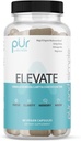 PUR Wellness Elevate Nootropic Brain Ergänzung für Fokus Clarity Memory Mood, 8 Pilzmischung, Ginkgo Biloba, Ashwagandha, Magnesium für natürliche Energie, Koffeinfrei für Konzentration