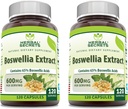 Kräutergeheimnisse Boswellia Serrata Extrakt (65% Boswellic Acids) 600 mg Kapseln Ergänzung | Non-GMO | Glutenfrei (120 | 2 Pack)