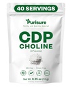 Purisure CDP Choline Powder, 10g, CDP Choline ergänzt, die Aufmerksamkeit, Fokus und Energie unterstützen, Citicoline Pulver für kognitive Funktion, erhöht Motivation und Produktivität, 40 Portionen