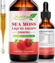 Sea Moss Liquid Drops - 2000mg Irish Sea Moss Supplemento con Burdock Root & Bladderwrack, Qrganic Seamoss Raw per Immunity, Digestivo, Joint & Thyroid, Strawberry, 2 Fl. Oz/60 ml