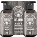 Viking Revolution Bart Wash & Conditioner Set w/Argan & Jojoba Öle – Weichen, Glatte & Stärken Bartwachstum - Natürliche Pfefferminze und Eucalyptus Duft - Shampoo (17 oz)