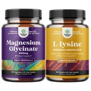 Bundle von Magnesium Glycinat Kapseln für Frauen & Männer für Stimmung und Entspannung und L-Lysin essentielle Aminosäuren für Augengesundheit Lip Care Knochen unterstützen Immunsystem unterstützen Muskelwachstum