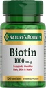 Nature's Bounty Biotin, unterstützt Stoffwechsel für Energie und gesundes Haar, Haut und Nägel, 1000 mcg, 100 Tabletten