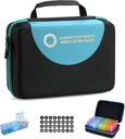 Drop-Proof Monatliche Pille Organizer 3 Mal am Tag, 30 Tage Reise-Pille Box Organizer mit 32 Tageskompartments, Medizin Organizer Box für Vitamin, Fischöl, Beilage (schwarz)