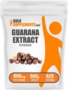 BulkSupplements.com Guarana Extract Powder - Natürliche Koffein-Ergänzung, von Guarana Seed, Guarana Powder - Glutenfrei, 800mg pro Servierung, 500g (1.1 lbs) (Pack von 1)
