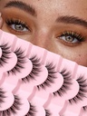 Lashes Natural Cat Eye Lashes Wispy Wimpern 15mm Falsche Wimpern Wispy Lashes 3D Volume Strip Wimpern Thin Cotton Band Weiche Fake Wimpern False Lashes Pack 7 Pairs Siligli