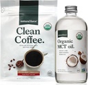 Natural Force Organic Clean Coffee + Organic MCT Oil Bundle – 100% reine Kokosnuss MCT & Mold & Mycotoxin Free Coffee – Non-GMO, Keto, Paleo und Vegan - 12 Oz Bag und 16 Oz Glasflasche