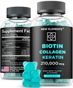 Biotin Gummis mit Keratin & Collagen Peptides - Fortgeschrittene Ergänzung zur Haarwachstumsbehandlung für Männer & Frauen Haar Haut und Nägel Vitamine – Biotin 10000mcg | Keratin 100000mcg | Collagen 100000mcg