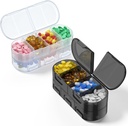Wöchentliche Pille Organizer, 2/3/4 Mal pro Tag, Doppel-Sided Eröffnungsdesign, Tragbare Pille Box für die Lagerung von Medikamenten/Vitamins/Fish Oils/Supplements (Variable Grids White Black 2PC)