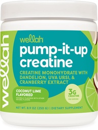 Wellah Creatine für Damen (50 Servierungen, Kokosnuss-Lim) - Kreatin Monohydrat mit Dandelion & Cranberry Extract