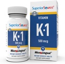 Überlegene Quelle Vitamin K1 500 mcg - Knochenstärke und Gesundheitsunterstützung Beilage - Vitamin K Beilage hilft Blut Gesundheit & Calcium Absorption - 100 Sublingual Dissolving Tabletten
