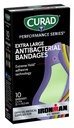 CURAD Performance Serie IRONMAN Antibakterielle Bandagen, Extreme Hold Adhesive Technology, Extra große flexible Stoff Bandagen für Schnitte, Scrapes, & Burns, Verschiedene Farben, 2 x 4 Zoll, 10 Zähler