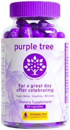 lila baum post-Celebration Wellness Supplement | Liposomal Dihydromyricetin (DHM), L-Glutathione, Milchdistel für Leberunterstützung & Hydration | Elektrolyte, B Vitamine, Willow Bark | 60 Kapseln