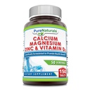Reine Natürliche Calcium Magnesium Zink Vitamin D3 Ergänzung | Calcium 1000mg, Magnesium 400mg, Zink 25mg, Vitamin D3 600 IU | Nicht-GMO | Glutenfrei (150 Tabletten)