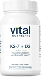 Vital Nährstoffe Vitamin D3 + K2 | 2000 IU | Vitamin D3 K2 Nahrungsergänzungsmittel | Vitamin D Komplex für gesunde Calcium-Level, Muskel- und Knochengesundheit | Gluten, Milch, Soja Frei | 120 Kapseln