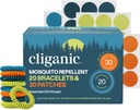 Cliganic Moskito Repellent Armband Aufkleber Pack für Kinder & Erwachsene Multi Farbe, Natürliche DEET-frei, ätherische Öl Infused 20 Bänder mit 30 Patches, Citronella Scent (50)