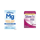 SlowMag Muskel Herz Magnesium Chloride Calcium 120 Count & Slow Fe 45mg Eisenmangel Supplement 60 Count