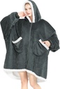 Topcee Oversized Wearable Blanket Sherpa Fleece Blanket Hoodie Komfortable Soft Warm Thick Big Hooded Sweatshirt - Gemütliche und Fuzzy Blanket mit riesiger Tasche - Dunkelgrau