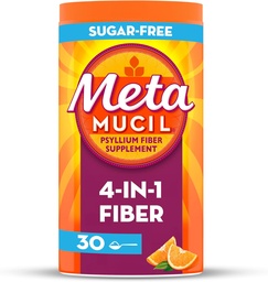 Metamucil 4 in 1 Tagesfaser-Ergänzungs-Pulver, Faserpulver für Verdauungs- und Regelmäßigkeit*, Sugar-Free, Orange, Natürlich Sourced Psyllium Fiber, 30 Teelöffel
