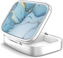 Pillola Box 2 scomparti caso di pillole di medicina,portabile per tasca o la scatola di pedana decorativa della medicina del metallo della vitamina Organizer unico regalo (Bule Marble)