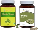 HERBAL HILLS Alfalfa Tablet e Senna Leaf Capsule Pack di 2 Combo