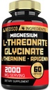 2000mg Magnesium L Threonat Supplement mit Magnesium Glycinat, L-Theanin & Apigenin - 60 Kapseln - Positive Stimmung, Gehirngesundheit, Fähigkeit zu erinnern & Muskelwachstum Unterstützung