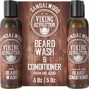 Viking Revolution Bart Wash & Bart Conditioner Set w/Argan & Jojoba Öle - Weichen & Stärken - Natural Beard Shampoo w/Beard Oil Sandalwood (5oz)