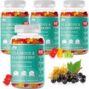 BIO VITALICA Sea Moss Gummis Elderberry BioVitalica - Vitamin C D + Zink - Irish Seamoss Vegan Gummy mit Sea Moss Gel & Pulver für Immunität, Detox - für Erwachsene und Kinder (4Packs)