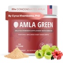 Amla Powder & Green Tea Superfood Supplement mit Hibiscus, 20x Ultra Concentrated Amla, Antioxidant Support, Hergestellt mit Oolong Tee und indischen Gänsebeeren, Organisch, Vegan, Hibiscus, 90 Servietten