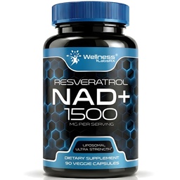 WELLNESS LABSRX NAD Supplement, 1500mg - USA Made Liposomal NAD+ Ergänzung mit Resveratrol, NAD Plus Boosting - Unterstützung Cellular Health, Stamina & Healthy Aging - Ultra Strength Capsules
