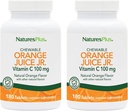 NaturesPlus Orange Juice Jr. - Paket von 2, 180 Kautabletten - 100 mg Vitamin C - Vegetarisch, Glutenfrei - 360 Gesamt Servieren