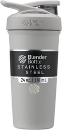 BlenderBottle Sport Insulated Stainless Steel Shaker Bottle with Wire Whisk, 24-Ounce, Grey – Protein Shakes & Hydration für Athleten & Fitness Enthusiasten, Easy Mixing, hält Getränke kalt, Lockable Lid