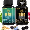 Geloo Superfood Supplement Bundle - 90 Count Sea Moss Capsules (Sea Moss, Black Seed Oil) & 90 Count Pure Shilajit Capsules (Shilajit, Ashwagandha) -1 Pack