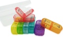 Travel Pill Organizer 7-Tag für Geldbeutel, Tägliche Medizin Case Box mit 14 Compartment Weekly Meds Container Reminder Planner AM PM Halten Medizin, Vitamin, Supplement, Fischöl, Bunt