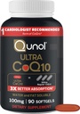 Qunol Ultra CoQ10 100mg Softgels- 3x bessere Absorption, Antioxidans für Herzgesundheit & Energieproduktion, Coenzym Q10 Vitamine und Nahrungsergänzungsmittel, 3 Monate Versorgung, 90 Count